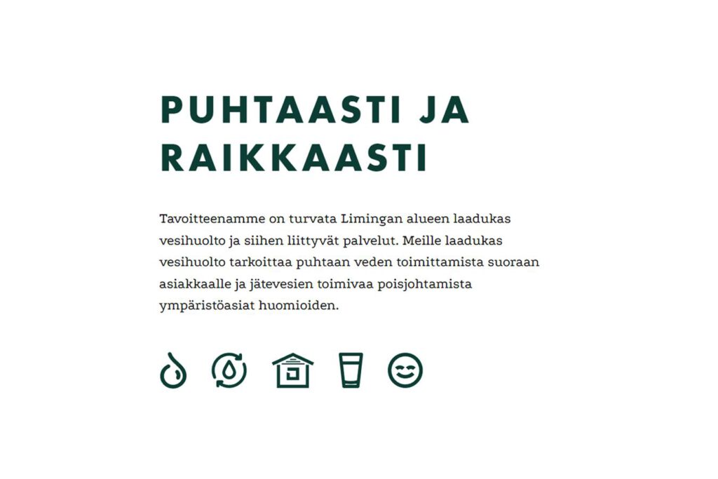 Kuvankaappaus Limingan Vesihuollon nettisivuilta