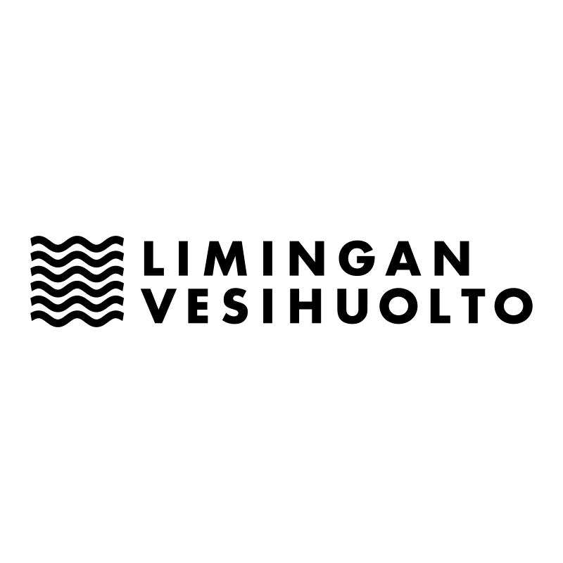Limingan Vesihuollon logo mustavalkoisena