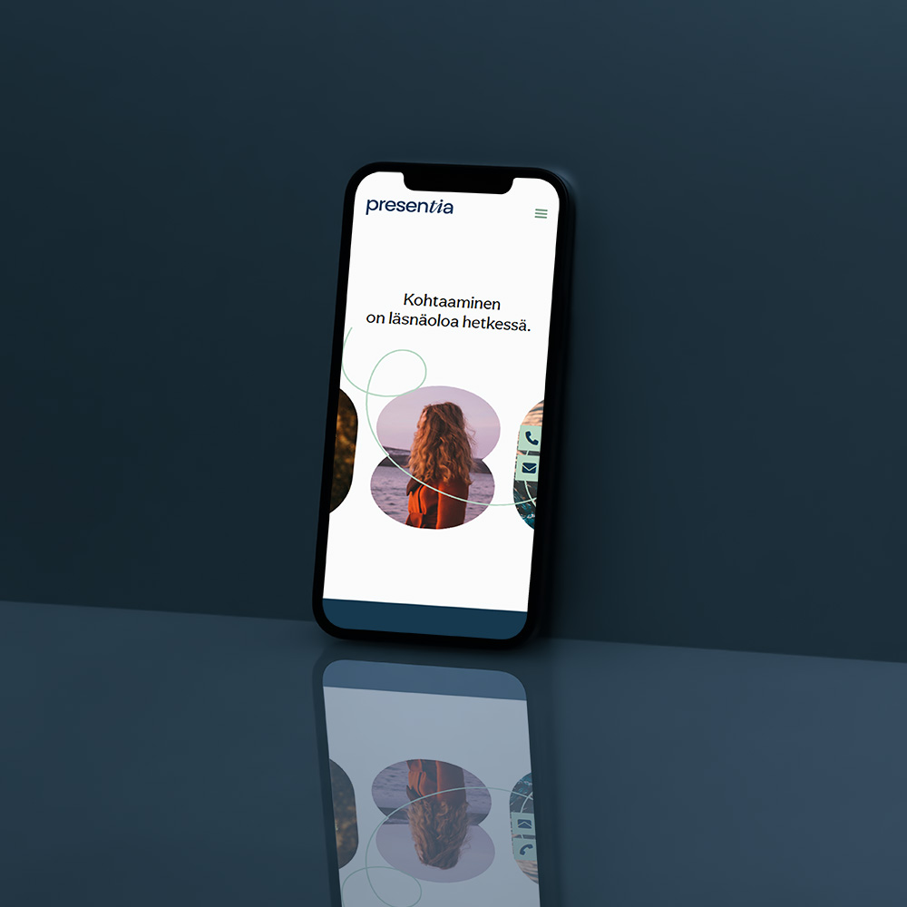 Presentian verkkosivujen ulkonäkö mobiili laitteella