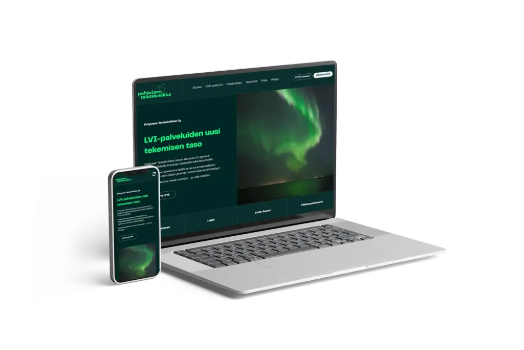 Mainostoimisto Luman suunnittelemat ja kehittämät Suomen Pohjoisen Talotekniikka Oy:n WordPress-verkkosivut.