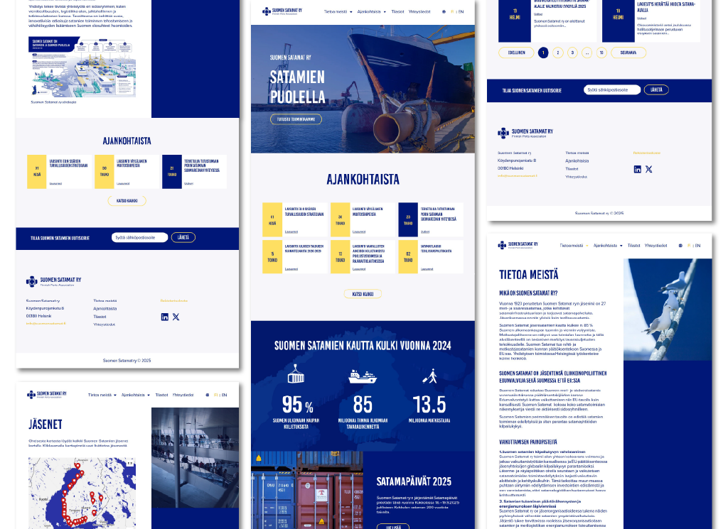 Suomen Satamat asiakas case - verkkosivujen layout