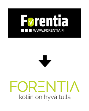 Forentian logo päivitettiin. Kuvassa näkyy yllä vanha logo ja alhaalla uusi päivitetty logo.