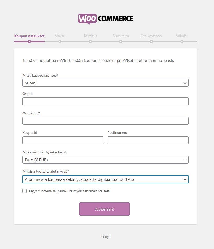 WooCommerce-verkkokaupan-asetukset-lomake