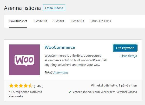 WooCommerce-lisäosan-asennus