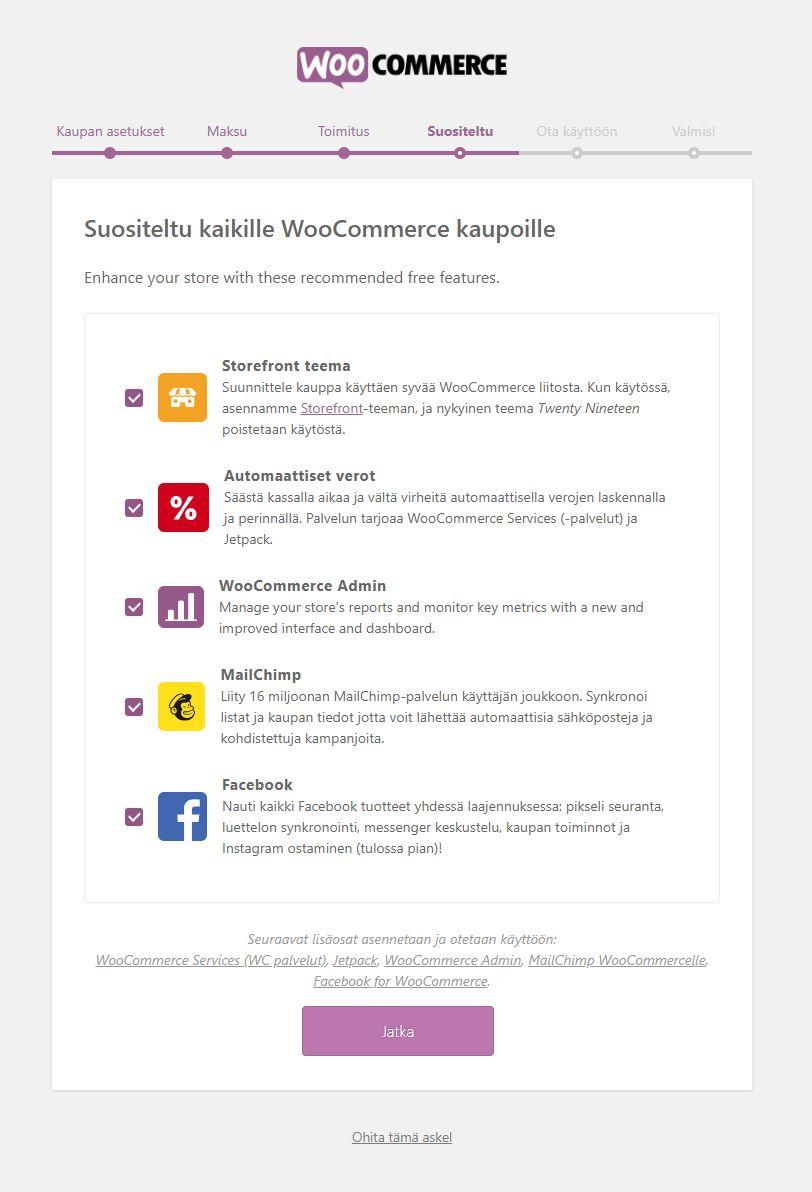 WooCommerce-verkkokaupan-suositellut-lisäosat-listaus
