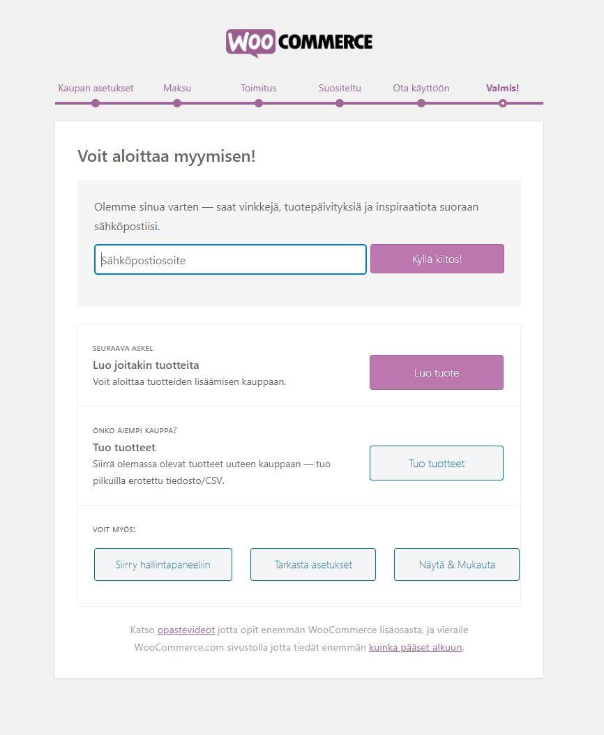 Woocommerce-verkkokaupan-asennus-yhteenveto