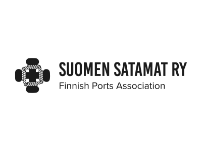Mainostoimisto Luman asiakkaan Suomen Satamat ry:n logo mustavalkoisena.