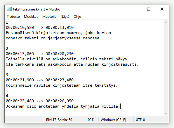 Esimerkki tekstityksestä